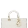 Christian Dior White Cannage Quilted Lambskin Lady D-Joy Bag Medium