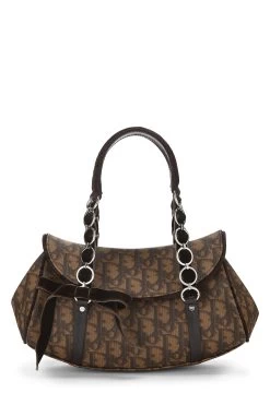 Christian Dior Brown Trotter Coated Canvas Romantique Bag