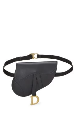 Christian Dior Black Calfskin Saddle Belt Bag