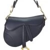 Christian Dior Navy Chevre Leather Saddle Bag Mini NM