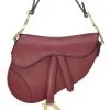 Christian Dior Burgundy Calfskin Saddle Bag Mini