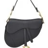 Christian Dior Black Leather Calfskin Saddle Bag