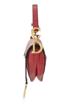 Christian Dior Red Grained Calfskin Leather Saddle Bag Mini NM -Fashion clothing Q9BIYXRFR9000 3