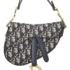 Christian Dior Navy Oblique Jacquard Saddle Bag Mini
