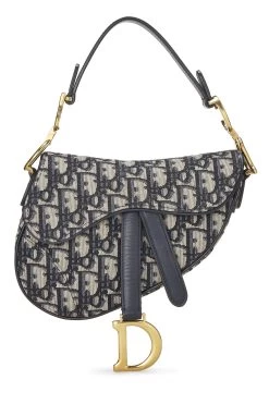 Christian Dior Navy Oblique Jacquard Saddle Bag Mini