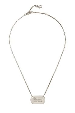 Christian Dior Silver Monogram Logo Tag Necklace