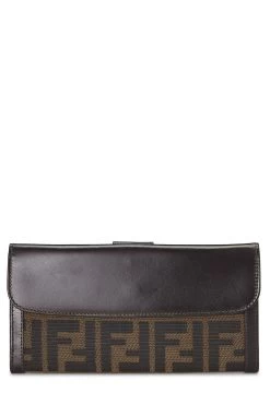 FENDI Brown Zucca Canvas Long Wallet