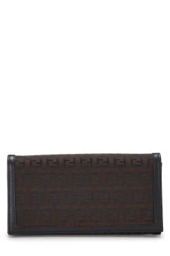 FENDI Brown Zucchino Canvas Long Wallet