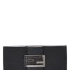 FENDI Black Zucchino Canvas Long Wallet