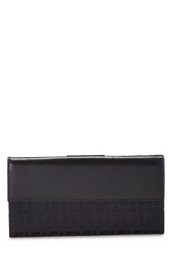 FENDI Black Zucchino Canvas Long Wallet -Fashion clothing QBA0LYCRKB009 3