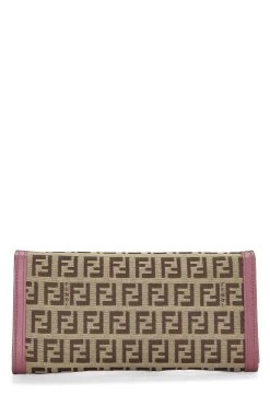 FENDI Pink Zucchino Canvas Long Wallet -Fashion clothing QBA0LYCRPB000 3