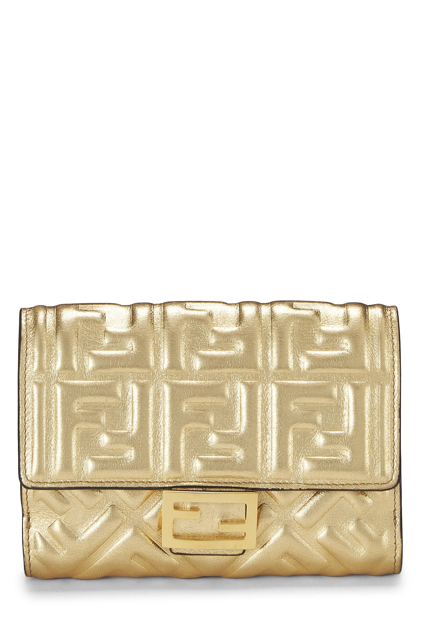 FENDI Gold Zucca Embossed Compact Wallet 1 FENDI Gold Zucca Embossed Compact Wallet