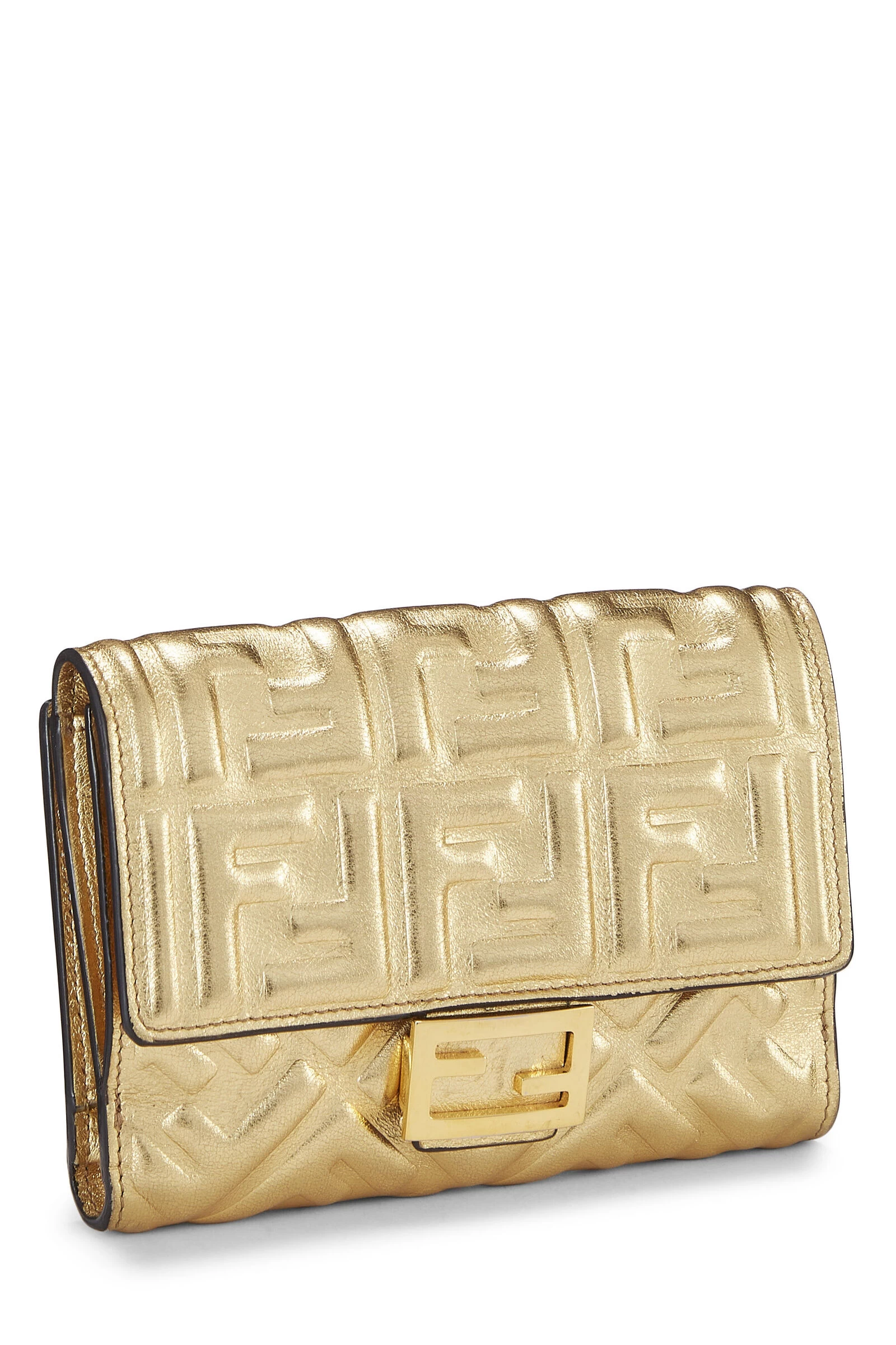FENDI Gold Zucca Embossed Compact Wallet 2 FENDI Gold Zucca Embossed Compact Wallet - Image 2