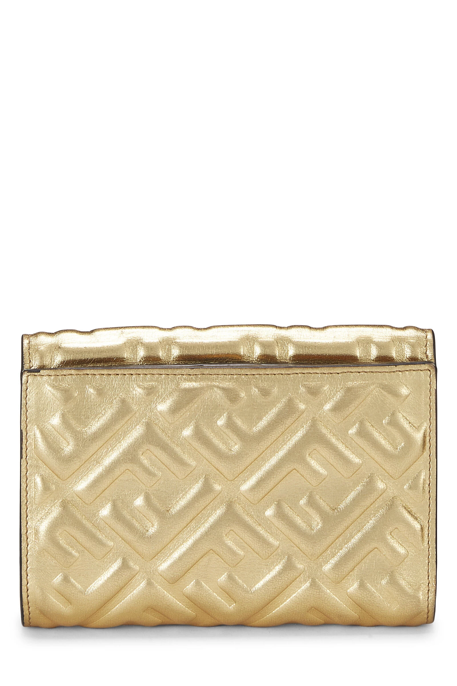 FENDI Gold Zucca Embossed Compact Wallet 3 FENDI Gold Zucca Embossed Compact Wallet - Image 3