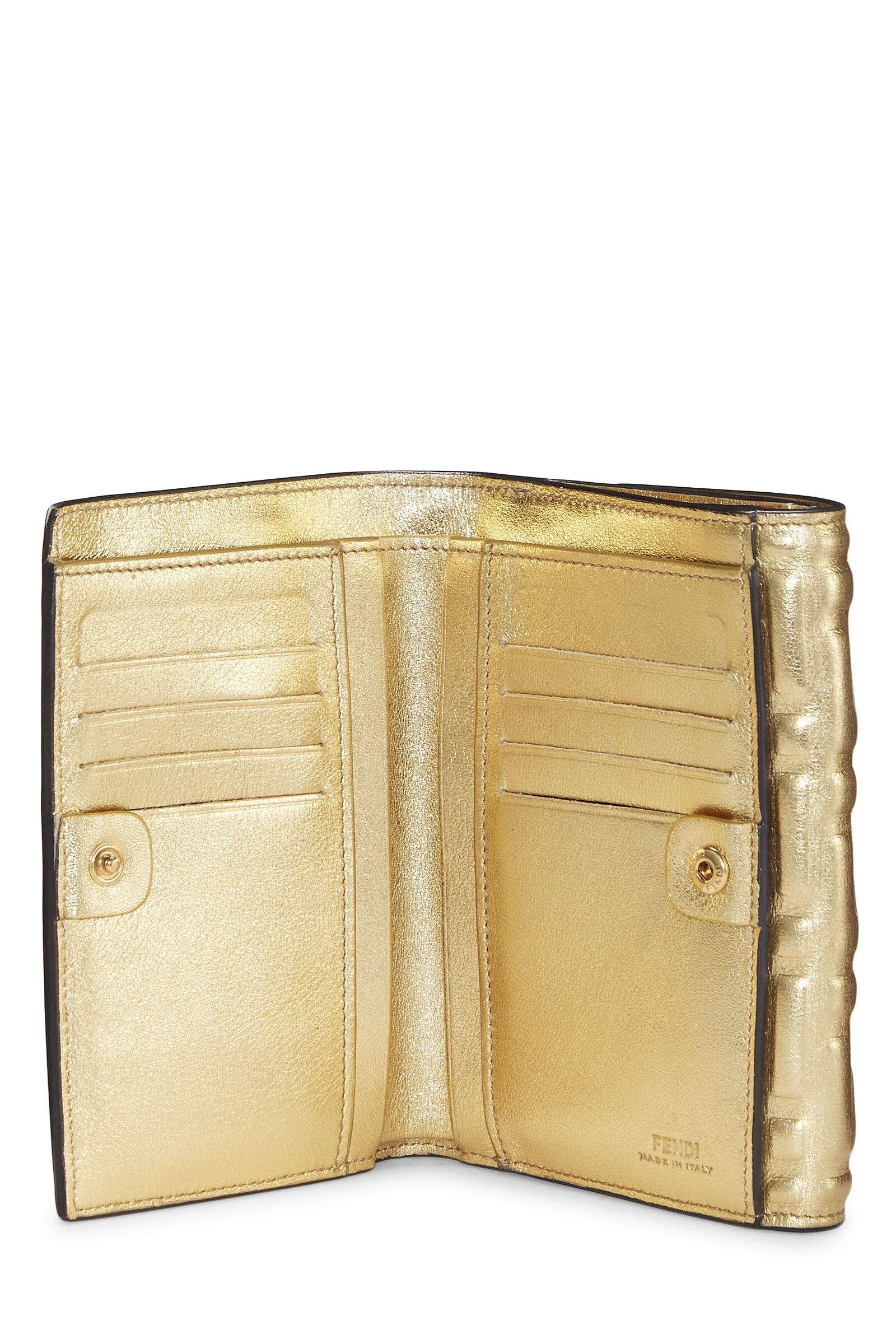 FENDI Gold Zucca Embossed Compact Wallet 4 FENDI Gold Zucca Embossed Compact Wallet - Image 4