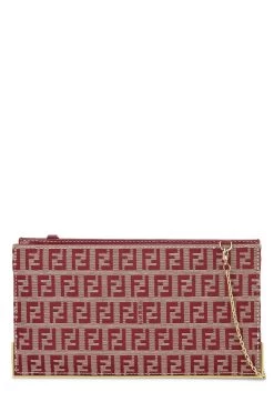 FENDI Red Zucchino Canvas Clutch