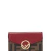 FENDI Red Leather 'FF' Compact Wallet