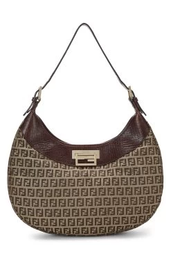 FENDI Brown Zucchino Canvas Hobo Bag