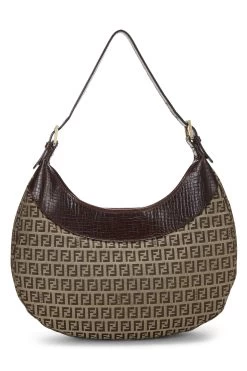 FENDI Brown Zucchino Canvas Hobo Bag -Fashion clothing QBB00ICR0B007 4