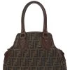 FENDI Brown Zucca Canvas Bag Du Jour Small