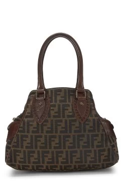 FENDI Brown Zucca Canvas Bag Du Jour Small