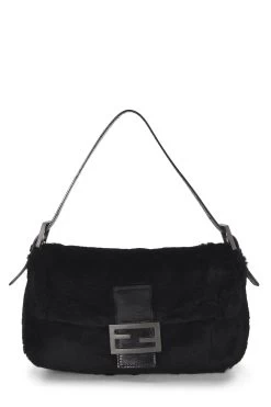 FENDI Black Fur Baguette