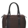 FENDI Brown & Black Zucchino Canvas Boston Bag Mini