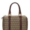 FENDI Brown Zucchino Canvas Boston Bag Mini