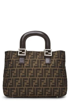 FENDI Brown Zucca Canvas Handbag Small