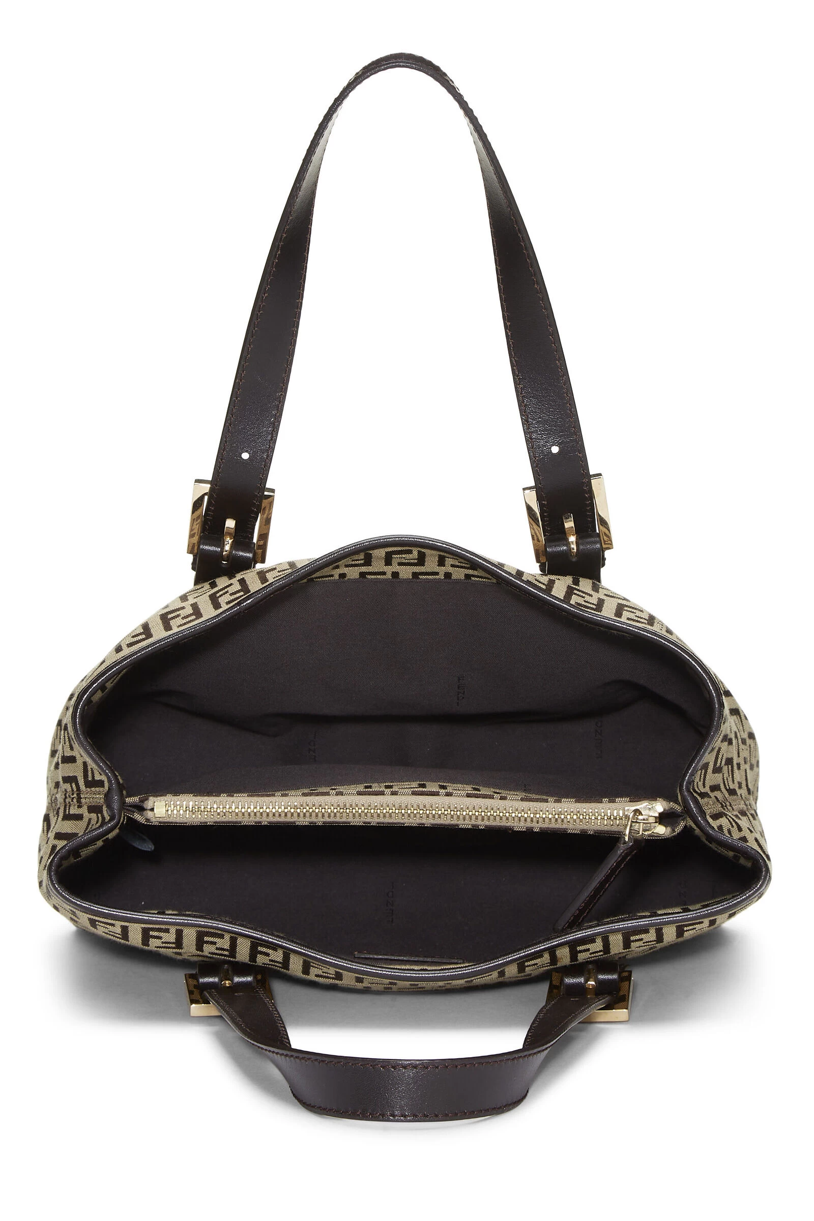 FENDI Brown Zucchino Canvas Handbag Small 6 FENDI Brown Zucchino Canvas Handbag Small - Image 6