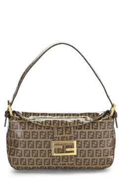 FENDI Brown Vinyl Shoulder Bag