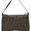 FENDI Brown Zucca Canvas Shoulder Bag Large