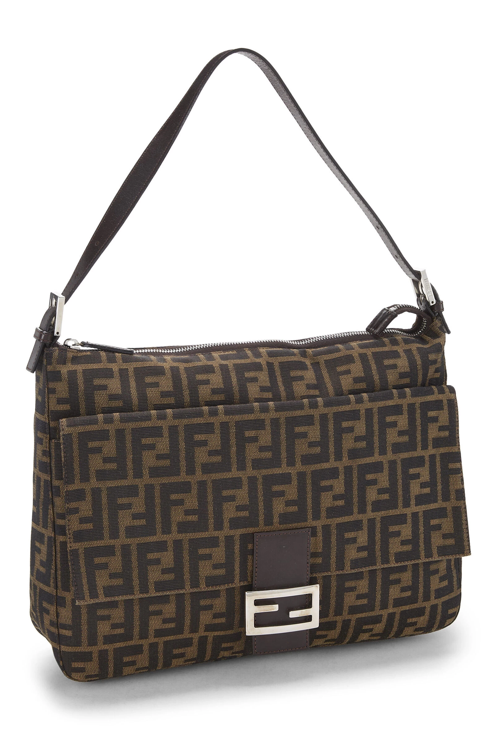 FENDI Brown Zucca Canvas Shoulder Bag Large 2 FENDI Brown Zucca Canvas Shoulder Bag Large - Image 2
