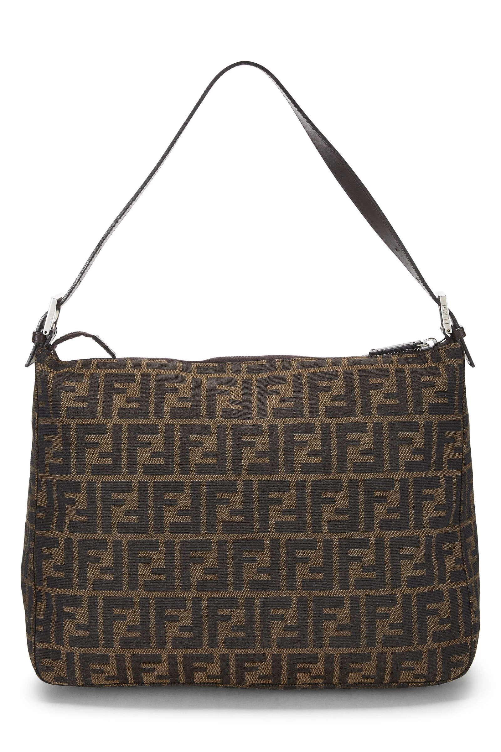 FENDI Brown Zucca Canvas Shoulder Bag Large 4 FENDI Brown Zucca Canvas Shoulder Bag Large - Image 4