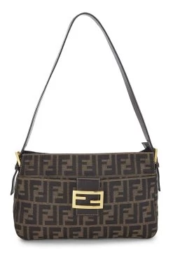 FENDI Brown Zucca Canvas Shoulder Bag