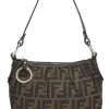 FENDI Brown Zucca Canvas Shoulder Bag Small