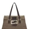 FENDI Brown Nylon Zucchino Shoulder Bag Large