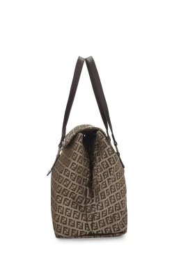 FENDI Brown Nylon Zucchino Shoulder Bag Large -Fashion clothing QBB059CR05002 3