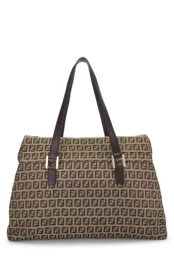 FENDI Brown Nylon Zucchino Shoulder Bag Large -Fashion clothing QBB059CR05002 4