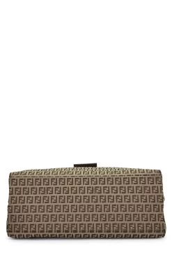 FENDI Brown Nylon Zucchino Shoulder Bag Large -Fashion clothing QBB059CR05002 5