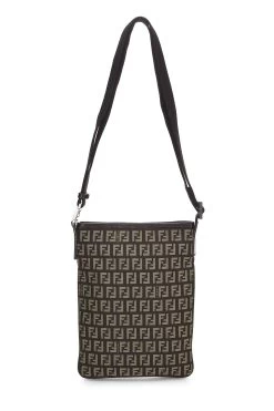 FENDI Brown Zucchino Canvas Crossbody