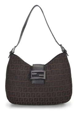 FENDI Brown Zucchino Canvas Shoulder Bag