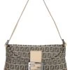 FENDI Beige Zucchino Canvas Shoulder Bag