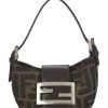 FENDI Brown Zucca Canvas Croissant Mini