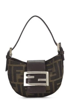 FENDI Brown Zucca Canvas Croissant Mini
