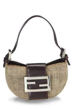 FENDI Beige Canvas Croissant Mini