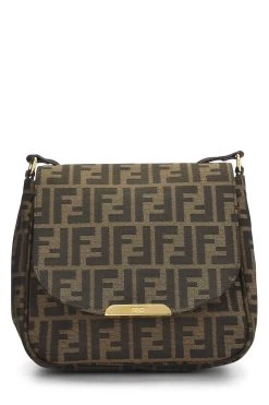 FENDI Brown Zucca Canvas Crossbody Bag
