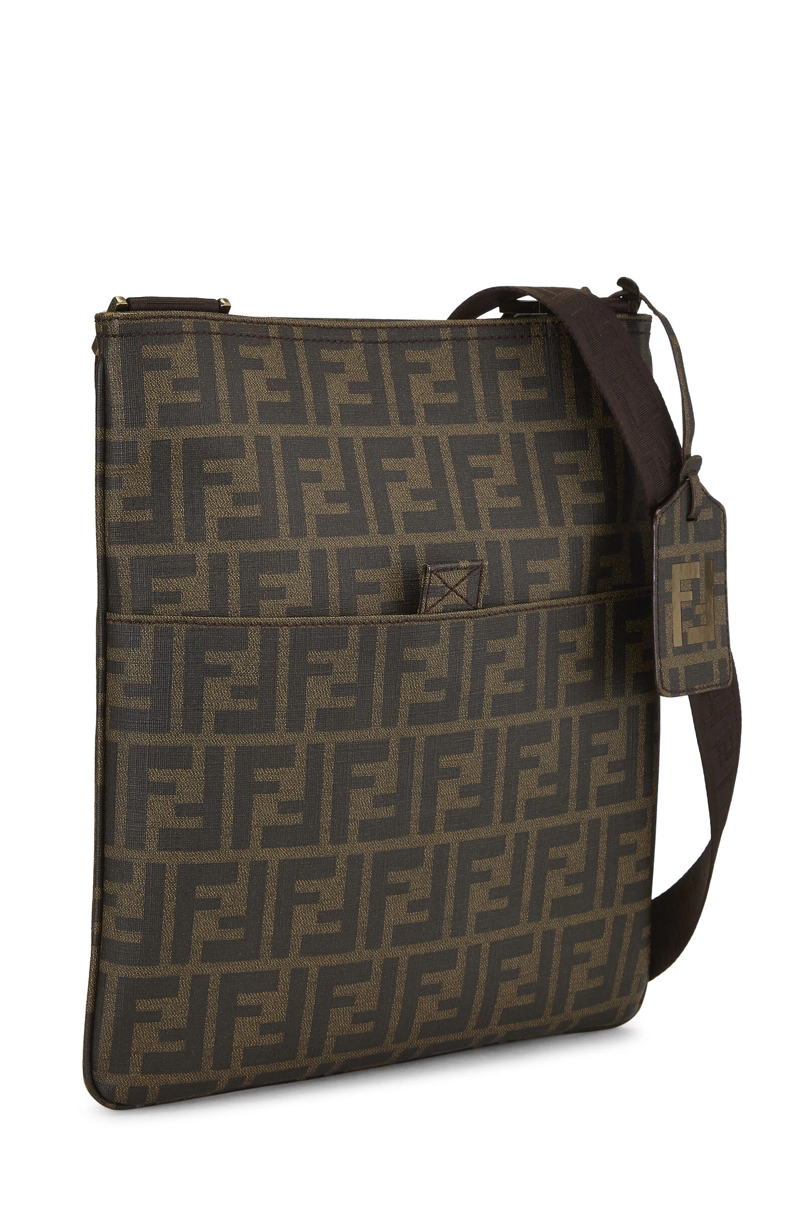 FENDI Brown Zucca Coated Canvas Flat Messenger Medium 2 FENDI Brown Zucca Coated Canvas Flat Messenger Medium - Image 2