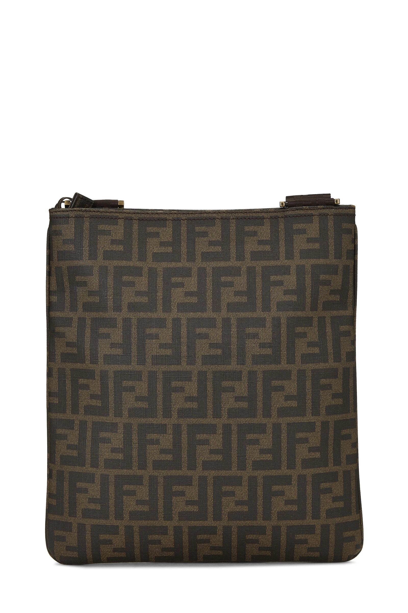 FENDI Brown Zucca Coated Canvas Flat Messenger Medium 4 FENDI Brown Zucca Coated Canvas Flat Messenger Medium - Image 4