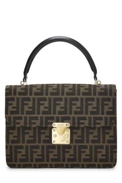 FENDI Brown Zucca Canvas Top Handle Bag Large